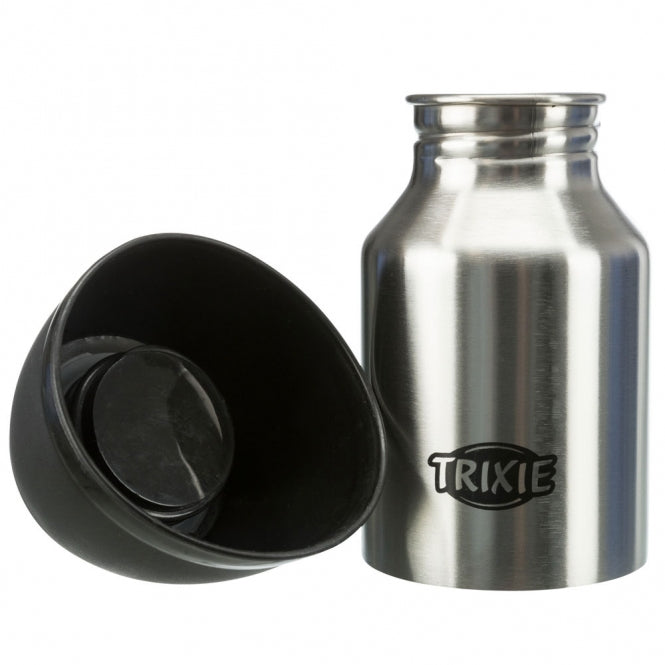 Trixie Edelstahl-Flasche mit Trinknapf