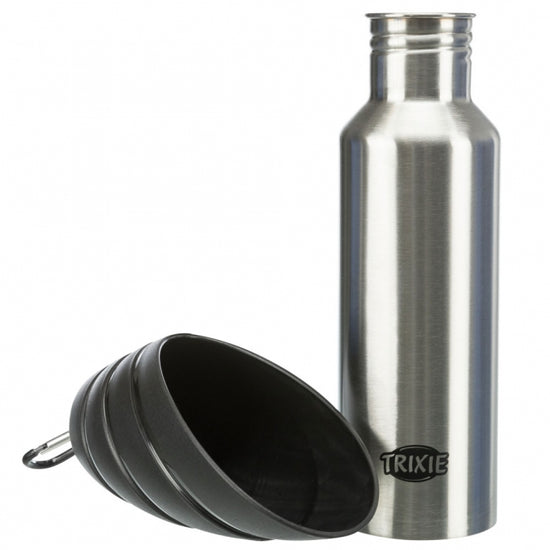 Trixie Edelstahl-Flasche mit Trinknapf