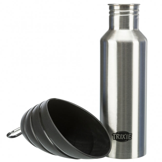 Trixie Edelstahl-Flasche mit Trinknapf