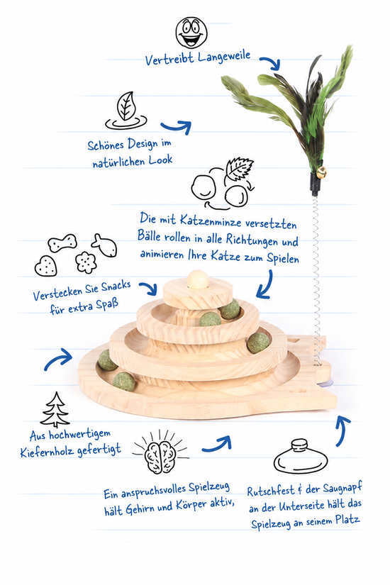 Duvoplus Spin & Play Katzenspielzeug aus Holz